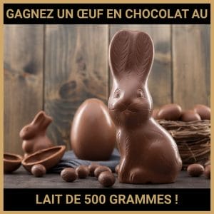 JEU CONCOURS GRATUIT POUR GAGNER UN ŒUF EN CHOCOLAT AU LAIT DE 500 GRAMMES  !