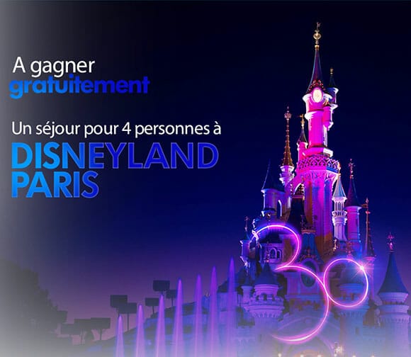 Jeu concours gratuit pour gagner un séjour pour 4 à Disneyland Paris  à l'occasion de ses 30 ans. Tentez vitre votre chance !